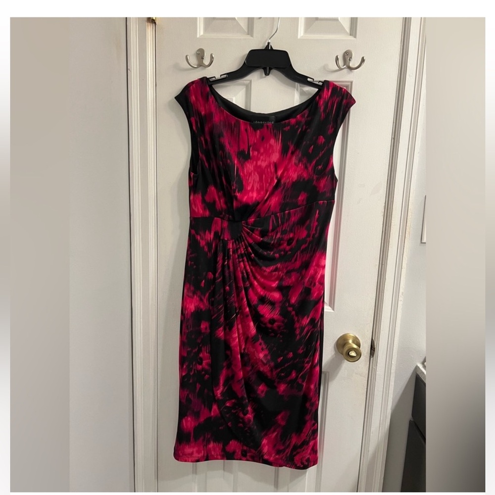 Evan Picone Elegant Red Ruched Front Dress Sz 14
